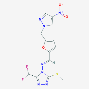 molecular formula C13H11F2N7O3S B5831130 3-(difluoromethyl)-5-(methylthio)-N-({5-[(4-nitro-1H-pyrazol-1-yl)methyl]-2-furyl}methylene)-4H-1,2,4-triazol-4-amine 