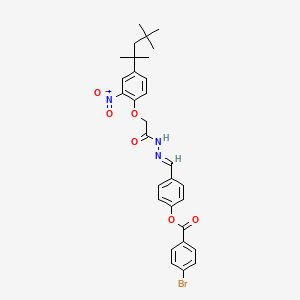 molecular formula C30H32BrN3O6 B5831219 4-(2-{[2-nitro-4-(1,1,3,3-tetramethylbutyl)phenoxy]acetyl}carbonohydrazonoyl)phenyl 4-bromobenzoate 