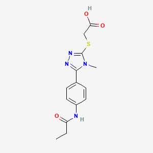 molecular formula C14H16N4O3S B5831400 ({4-methyl-5-[4-(propionylamino)phenyl]-4H-1,2,4-triazol-3-yl}thio)acetic acid 