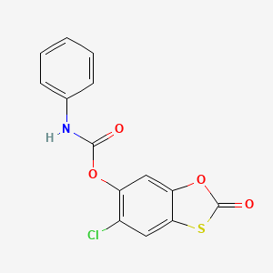 molecular formula C14H8ClNO4S B5831438 5-chloro-2-oxo-1,3-benzoxathiol-6-yl phenylcarbamate 