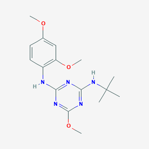 molecular formula C16H23N5O3 B5831595 N-(tert-butyl)-N'-(2,4-dimethoxyphenyl)-6-methoxy-1,3,5-triazine-2,4-diamine 