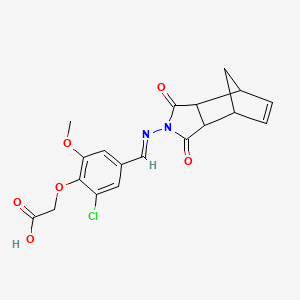 (2-chloro-4-{[(3,5-dioxo-4-azatricyclo[5.2.1.0~2,6~]dec-8-en-4-yl)imino]methyl}-6-methoxyphenoxy)acetic acid