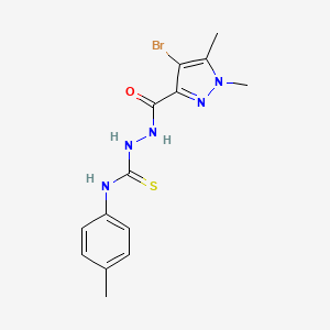 molecular formula C14H16BrN5OS B5832149 2-[(4-bromo-1,5-dimethyl-1H-pyrazol-3-yl)carbonyl]-N-(4-methylphenyl)hydrazinecarbothioamide 