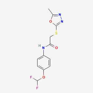 molecular formula C12H11F2N3O3S B5832152 N-[4-(difluoromethoxy)phenyl]-2-[(5-methyl-1,3,4-oxadiazol-2-yl)thio]acetamide 