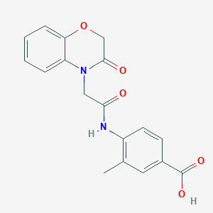 molecular formula C18H16N2O5 B5832261 3-methyl-4-{[(3-oxo-2,3-dihydro-4H-1,4-benzoxazin-4-yl)acetyl]amino}benzoic acid 