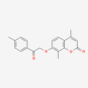 molecular formula C20H18O4 B5832857 4,8-dimethyl-7-[2-(4-methylphenyl)-2-oxoethoxy]-2H-chromen-2-one 