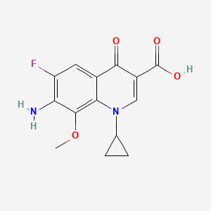 molecular formula C14H13FN2O4 B583296 7-Amino-1-cyclopropyl-6-fluoro-1,4-dihydro-8-methoxy-4-oxo-3-quinolinecarboxylic Acid CAS No. 172426-88-9