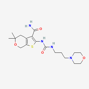 molecular formula C18H28N4O4S B5833038 5,5-dimethyl-2-[({[3-(4-morpholinyl)propyl]amino}carbonyl)amino]-4,7-dihydro-5H-thieno[2,3-c]pyran-3-carboxamide 