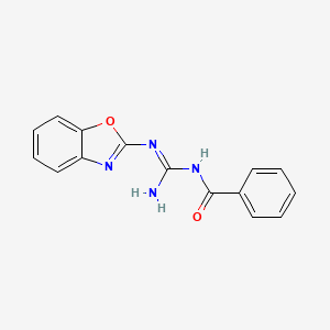 molecular formula C15H12N4O2 B5833057 N-[amino(1,3-benzoxazol-2-ylamino)methylene]benzamide 