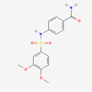 molecular formula C15H16N2O5S B5833294 4-{[(3,4-dimethoxyphenyl)sulfonyl]amino}benzamide 
