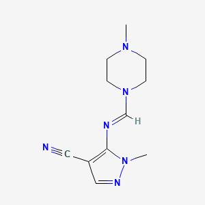 molecular formula C11H16N6 B5833360 1-methyl-5-{[(4-methyl-1-piperazinyl)methylene]amino}-1H-pyrazole-4-carbonitrile 