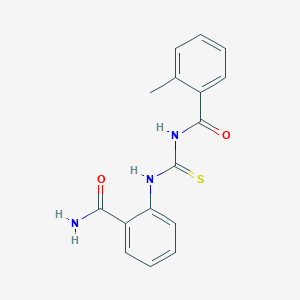 molecular formula C16H15N3O2S B5833414 N-({[2-(aminocarbonyl)phenyl]amino}carbonothioyl)-2-methylbenzamide 