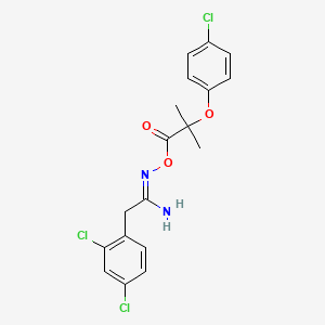 molecular formula C18H17Cl3N2O3 B5833502 N'-{[2-(4-chlorophenoxy)-2-methylpropanoyl]oxy}-2-(2,4-dichlorophenyl)ethanimidamide 