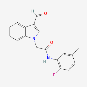 N-(2-fluoro-5-methylphenyl)-2-(3-formyl-1H-indol-1-yl)acetamide