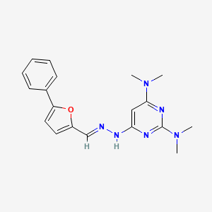 molecular formula C19H22N6O B5833717 5-phenyl-2-furaldehyde [2,6-bis(dimethylamino)-4-pyrimidinyl]hydrazone 