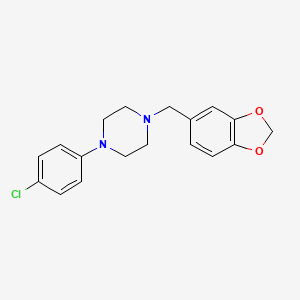 molecular formula C18H19ClN2O2 B5833937 1-(1,3-benzodioxol-5-ylmethyl)-4-(4-chlorophenyl)piperazine 