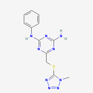 molecular formula C12H13N9S B5834020 6-{[(1-methyl-1H-tetrazol-5-yl)thio]methyl}-N-phenyl-1,3,5-triazine-2,4-diamine 