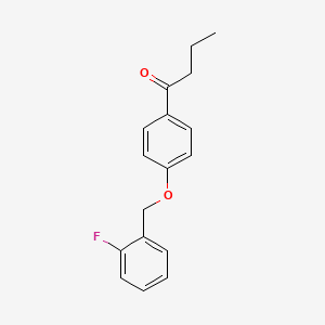 molecular formula C17H17FO2 B5834076 1-{4-[(2-fluorobenzyl)oxy]phenyl}-1-butanone 