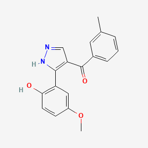 molecular formula C18H16N2O3 B5834132 [3-(2-hydroxy-5-methoxyphenyl)-1H-pyrazol-4-yl](3-methylphenyl)methanone 
