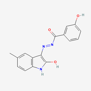 molecular formula C16H13N3O3 B5834233 3-hydroxy-N'-(5-methyl-2-oxo-1,2-dihydro-3H-indol-3-ylidene)benzohydrazide 