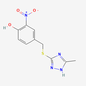 molecular formula C10H10N4O3S B5834312 4-{[(5-methyl-4H-1,2,4-triazol-3-yl)thio]methyl}-2-nitrophenol 