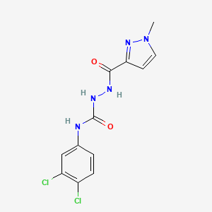 molecular formula C12H11Cl2N5O2 B5834344 N-(3,4-dichlorophenyl)-2-[(1-methyl-1H-pyrazol-3-yl)carbonyl]hydrazinecarboxamide 