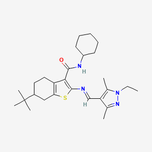 6-tert-butyl-N-cyclohexyl-2-{[(1-ethyl-3,5-dimethyl-1H-pyrazol-4-yl)methylene]amino}-4,5,6,7-tetrahydro-1-benzothiophene-3-carboxamide