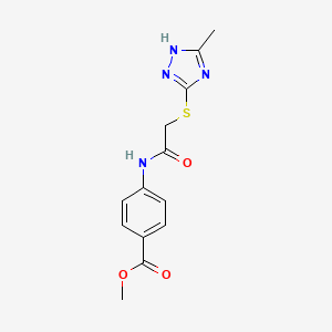 molecular formula C13H14N4O3S B5834510 methyl 4-({[(5-methyl-4H-1,2,4-triazol-3-yl)thio]acetyl}amino)benzoate 