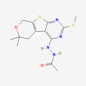 N'-(12,12-dimethyl-5-methylsulfanyl-11-oxa-8-thia-4,6-diazatricyclo[7.4.0.02,7]trideca-1(9),2,4,6-tetraen-3-yl)acetohydrazide