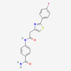 molecular formula C18H14FN3O2S B5834745 4-({[2-(4-fluorophenyl)-1,3-thiazol-4-yl]acetyl}amino)benzamide 