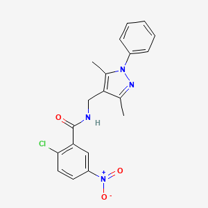 2-chloro-N-[(3,5-dimethyl-1-phenyl-1H-pyrazol-4-yl)methyl]-5-nitrobenzamide