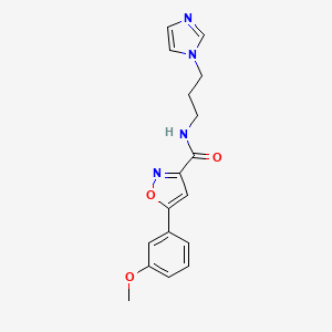 molecular formula C17H18N4O3 B5834859 N-[3-(1H-imidazol-1-yl)propyl]-5-(3-methoxyphenyl)-3-isoxazolecarboxamide 