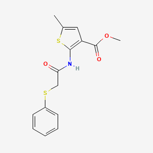 molecular formula C15H15NO3S2 B5834923 methyl 5-methyl-2-{[(phenylthio)acetyl]amino}-3-thiophenecarboxylate 