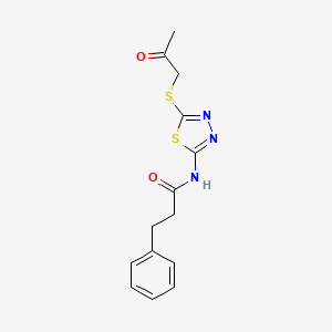 molecular formula C14H15N3O2S2 B5835059 N-{5-[(2-oxopropyl)thio]-1,3,4-thiadiazol-2-yl}-3-phenylpropanamide 