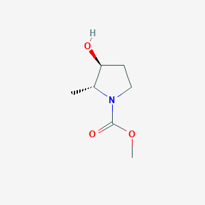 molecular formula C7H13NO3 B058351 (2R,3S)-Methyl 3-hydroxy-2-methylpyrrolidine-1-carboxylate CAS No. 116700-17-5