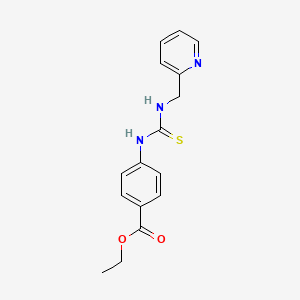 molecular formula C16H17N3O2S B5835337 ethyl 4-({[(2-pyridinylmethyl)amino]carbonothioyl}amino)benzoate 