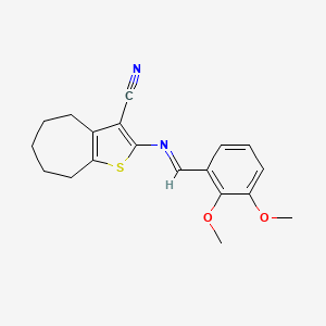 molecular formula C19H20N2O2S B5835518 2-[(2,3-dimethoxybenzylidene)amino]-5,6,7,8-tetrahydro-4H-cyclohepta[b]thiophene-3-carbonitrile 