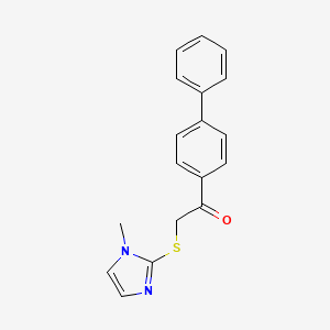 molecular formula C18H16N2OS B5835660 1-(4-biphenylyl)-2-[(1-methyl-1H-imidazol-2-yl)thio]ethanone CAS No. 5966-25-6