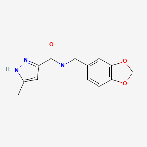 molecular formula C14H15N3O3 B5835723 N-(1,3-benzodioxol-5-ylmethyl)-N,5-dimethyl-1H-pyrazole-3-carboxamide 