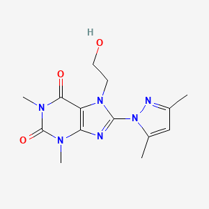 8-(3,5-dimethyl-1H-pyrazol-1-yl)-7-(2-hydroxyethyl)-1,3-dimethyl-3,7-dihydro-1H-purine-2,6-dione