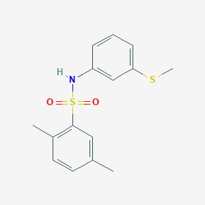 molecular formula C15H17NO2S2 B5835952 2,5-dimethyl-N-[3-(methylthio)phenyl]benzenesulfonamide 