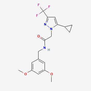 molecular formula C18H20F3N3O3 B5835993 2-[5-cyclopropyl-3-(trifluoromethyl)-1H-pyrazol-1-yl]-N-(3,5-dimethoxybenzyl)acetamide 
