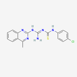 molecular formula C17H15ClN6S B5836166 N-(4-chlorophenyl)-N'-{imino[(4-methyl-2-quinazolinyl)amino]methyl}thiourea 