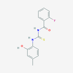 2-fluoro-N-{[(2-hydroxy-4-methylphenyl)amino]carbonothioyl}benzamide