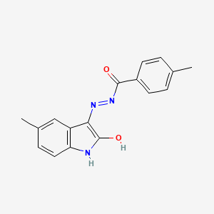 molecular formula C17H15N3O2 B5836330 4-methyl-N'-(5-methyl-2-oxo-1,2-dihydro-3H-indol-3-ylidene)benzohydrazide 