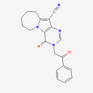 molecular formula C20H18N4O2 B5836523 4-oxo-3-(2-oxo-2-phenylethyl)-4,6,7,8,9,10-hexahydro-3H-pyrimido[4',5':4,5]pyrrolo[1,2-a]azepine-11-carbonitrile 