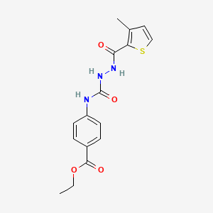 molecular formula C16H17N3O4S B5836649 ethyl 4-[({2-[(3-methyl-2-thienyl)carbonyl]hydrazino}carbonyl)amino]benzoate 