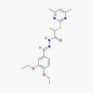 molecular formula C20H26N4O3S B5836695 N'-(3,4-diethoxybenzylidene)-2-[(4,6-dimethyl-2-pyrimidinyl)thio]propanohydrazide 