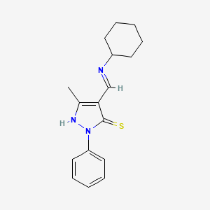 molecular formula C17H21N3S B5836747 4-[(cyclohexylamino)methylene]-5-methyl-2-phenyl-2,4-dihydro-3H-pyrazole-3-thione 