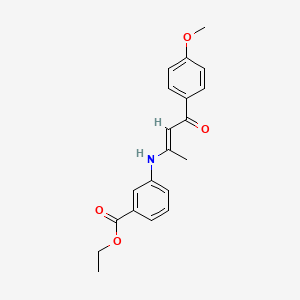 molecular formula C20H21NO4 B5836879 ethyl 3-{[3-(4-methoxyphenyl)-1-methyl-3-oxo-1-propen-1-yl]amino}benzoate 